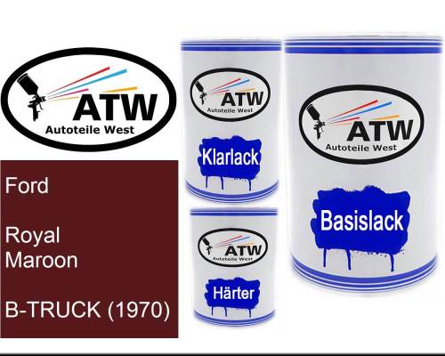 Ford, Royal Maroon, B-TRUCK (1970): 500ml Lackdose + 500ml Klarlack + 250ml Härter - Set, von ATW Autoteile West.